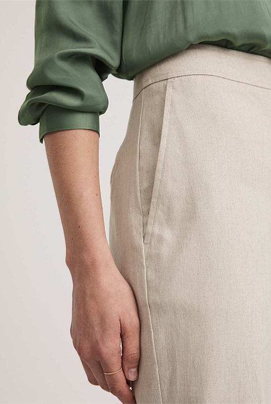Stretch Linen Blend Pant - Flax