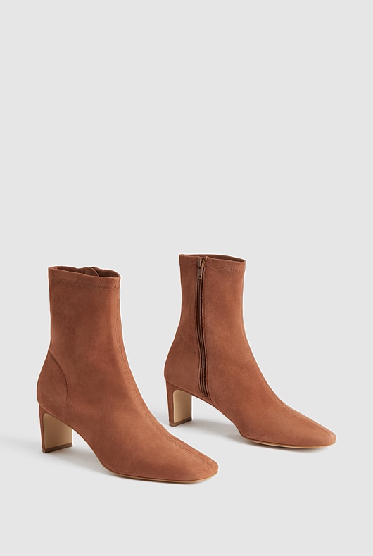 Suede 65mm Heel Bootie - Cinnamon