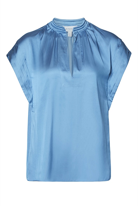 Cap Sleeve Blouse - Dusty Blue