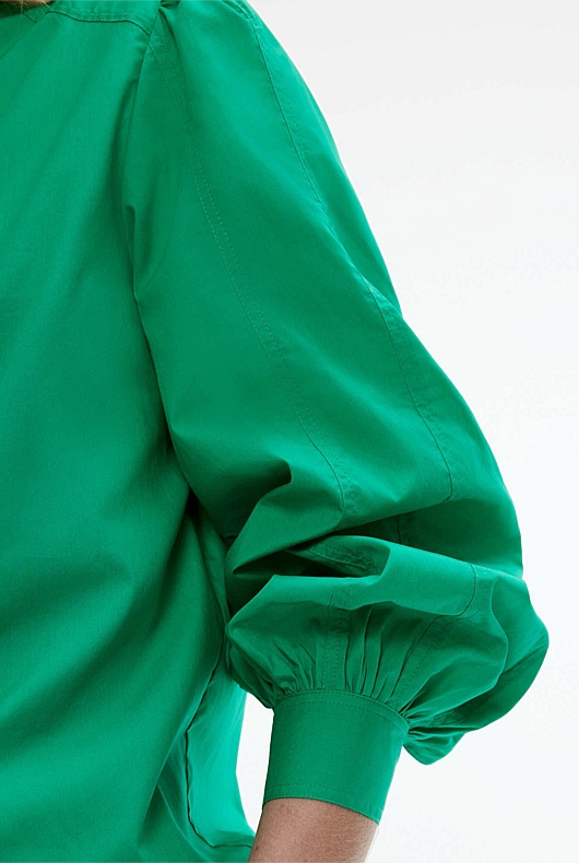 Cotton Seam Detail Blouse - Viridian Green