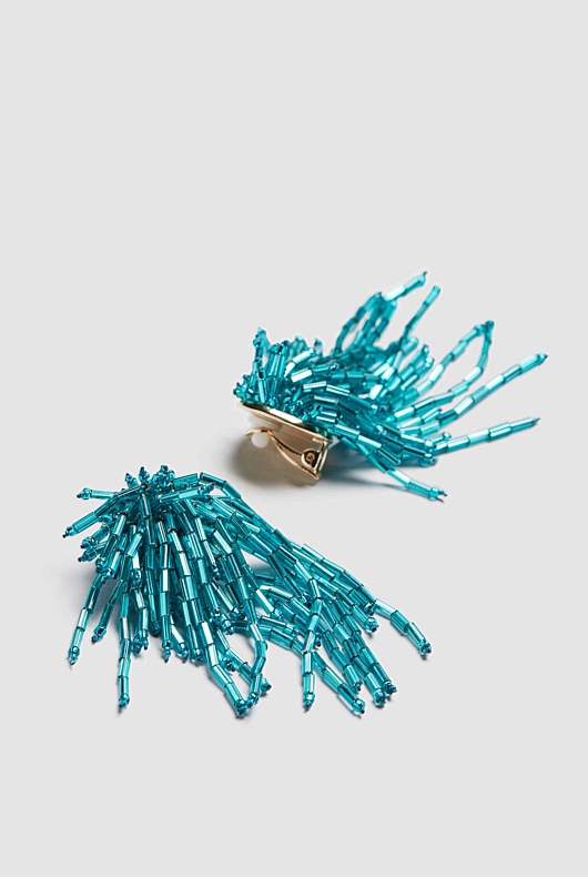 Bugle Bead Drop Earring - Jade