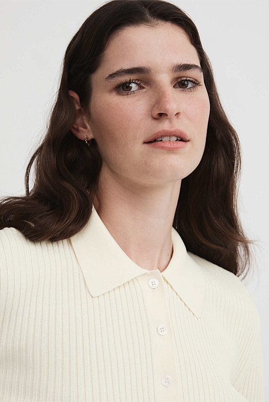 Crepe Button Through Crop - Cream