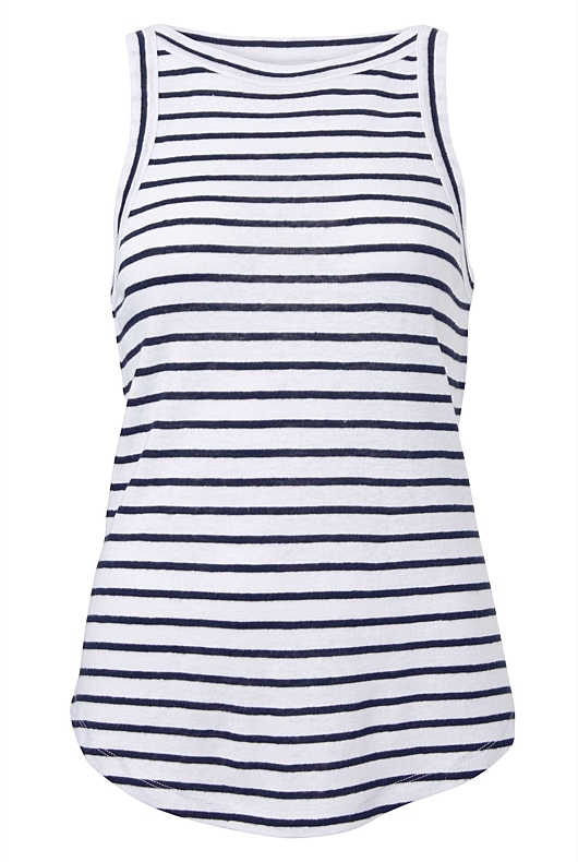 Linen Stripe Bind Tank - Ink