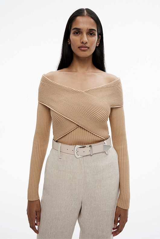 Wrap Front Knit - Washed Sand