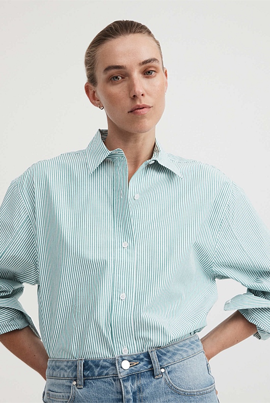 Modern Stripe Cotton Shirt - Oasis