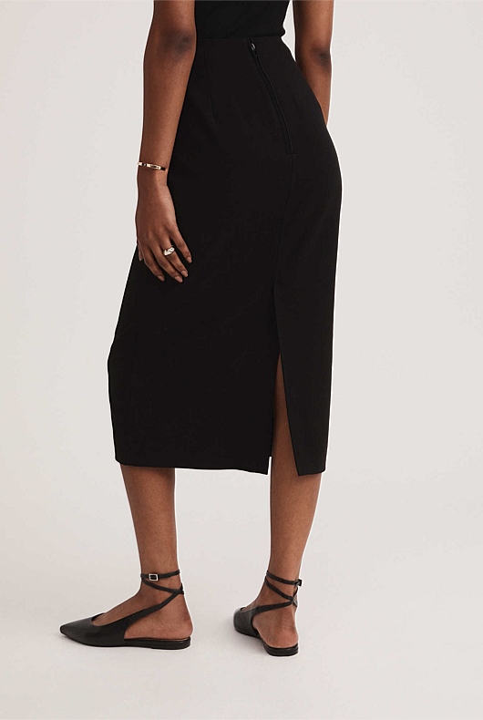 Seam Detail Pencil Skirt - Black