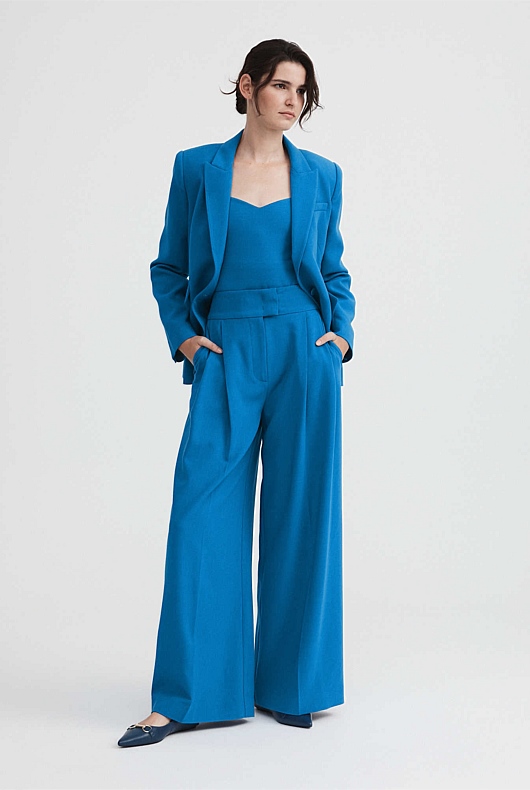 Ponte Sweetheart Neckline Bodysuit - Sorrento Blue