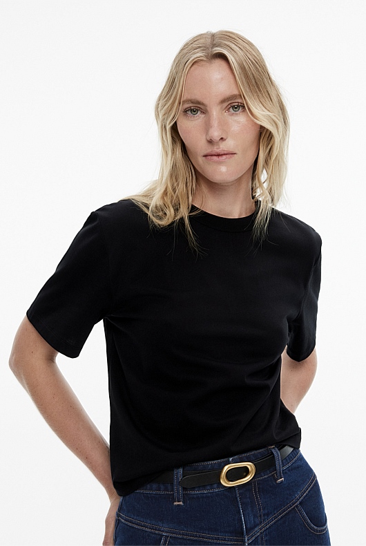 Cotton Crop Short Sleeve Tee - Black