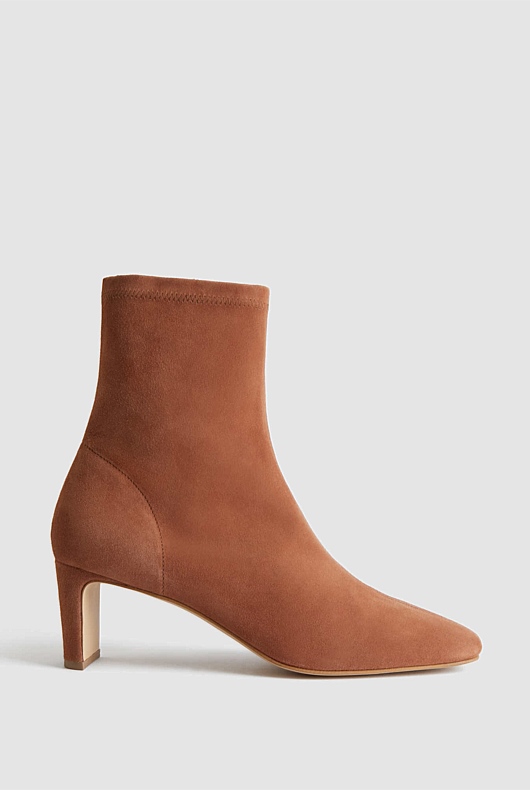 Suede 65mm Heel Bootie - Cinnamon