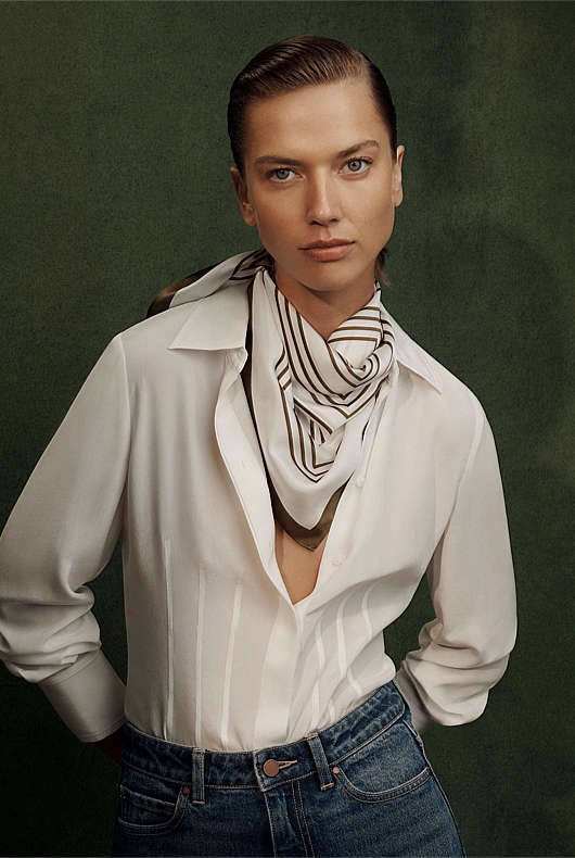 Silk Dart Detail Shirt - Chalk