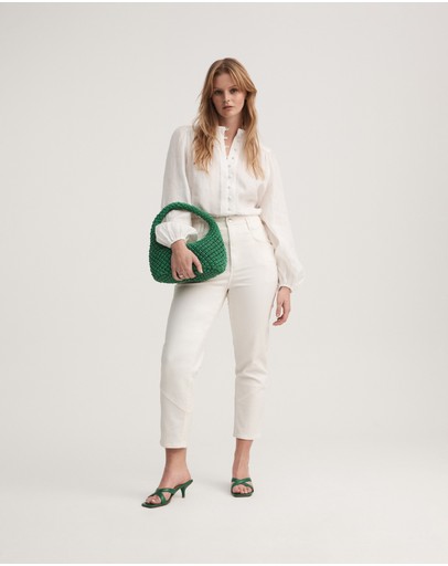 Witchery Linen High Neck Blouse