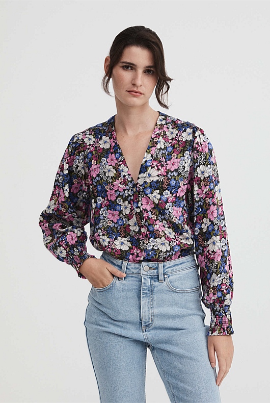 French Linen Primrose Print Blouse - Primrose