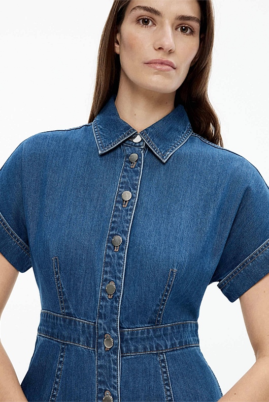 Denim Dolman Midi Dress - Indigo