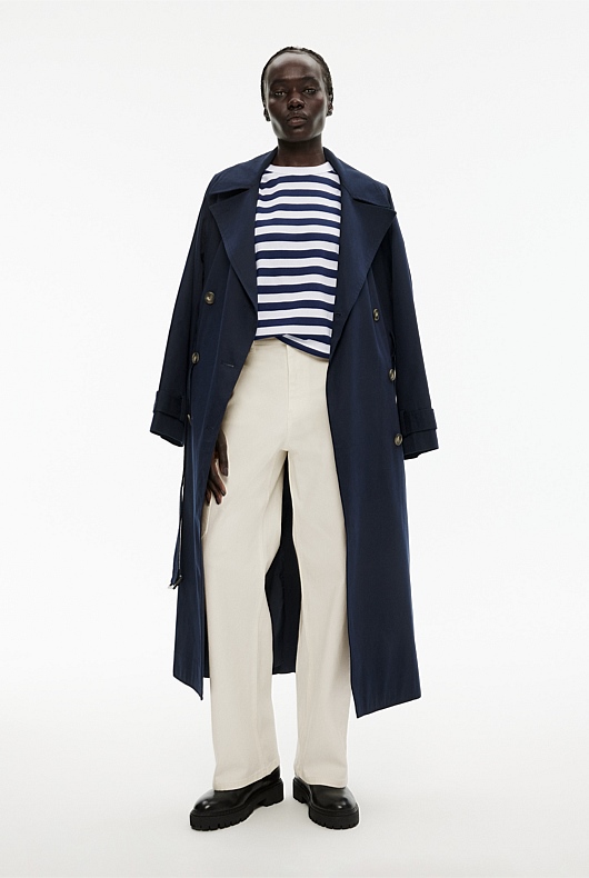 Stripe Cotton Crop Short Sleeve Tee - Ink