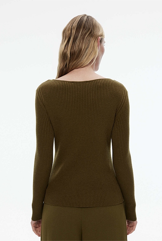 Boat Neck Rib Knit - Jungle