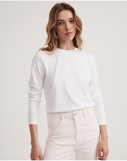Witchery Cotton Crew Long Sleeve Tee