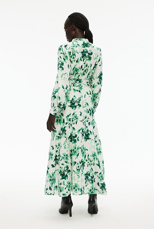 Linen Ikat Floral Wrap Dress - Willow