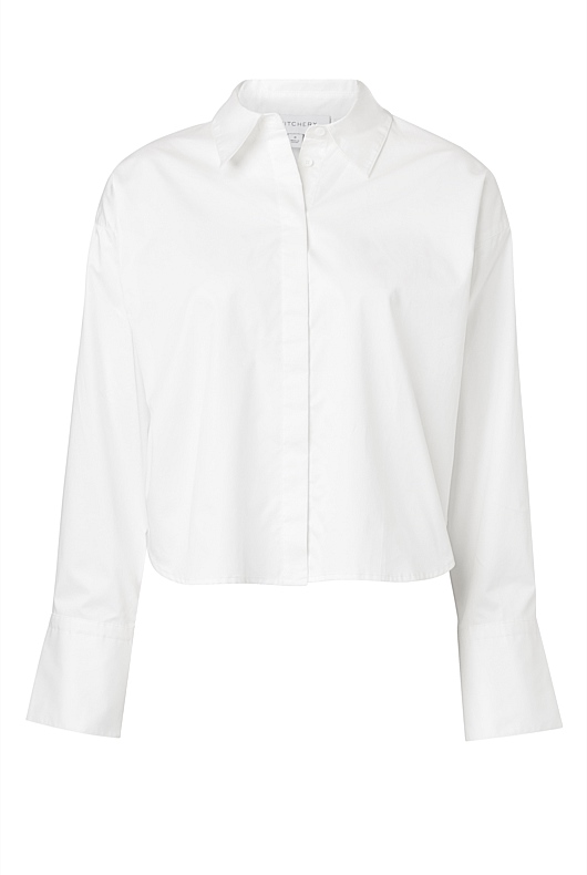 Cotton Cropped Shirt - Pure White