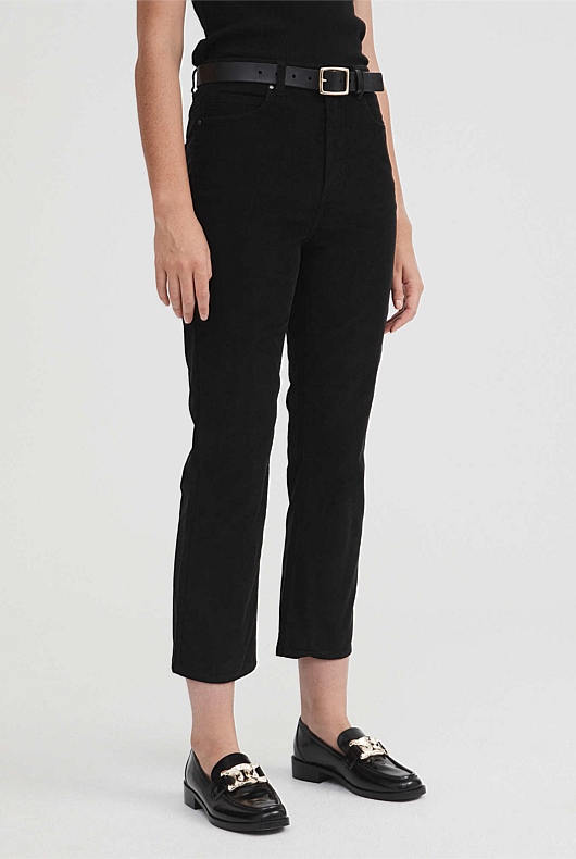 7/8 Cord Straight Jean - Black