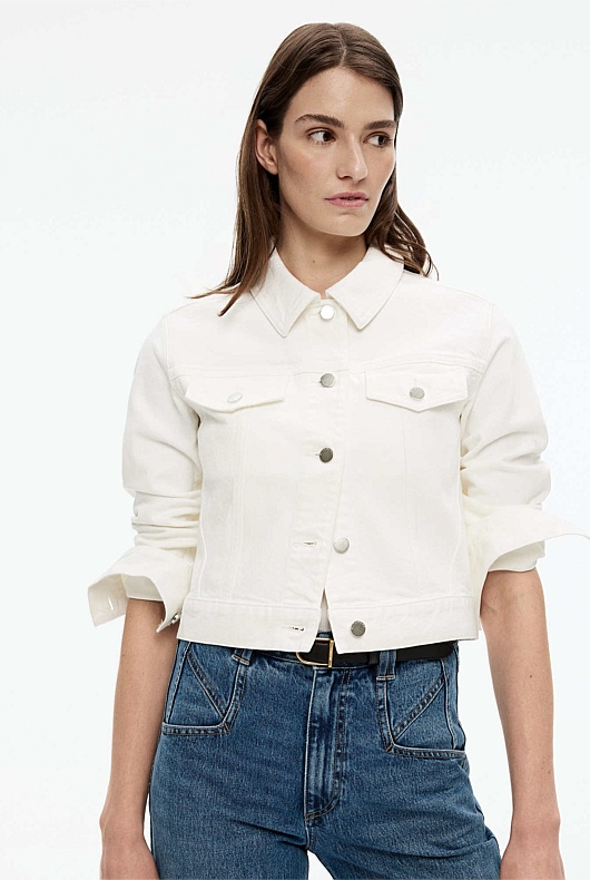 Denim Crop Jacket - Parchment