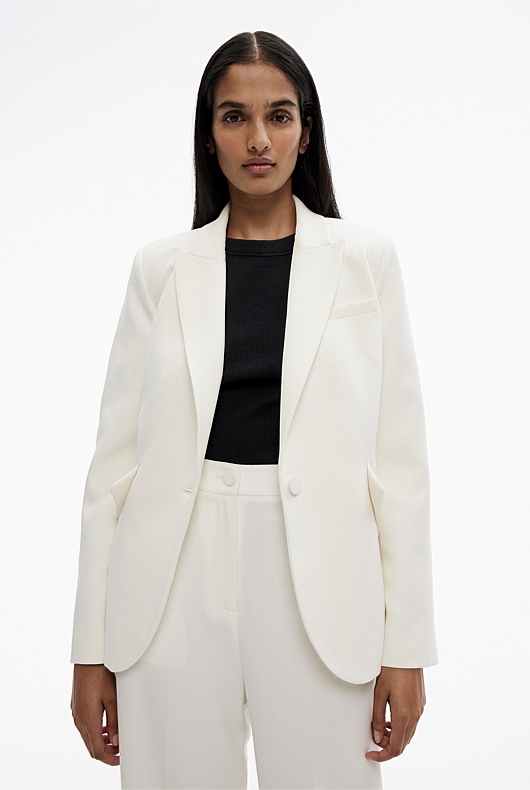 Seam Detail Single Breasted Blazer - Marshmallow