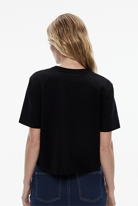 Cotton Crop Short Sleeve Tee - Black