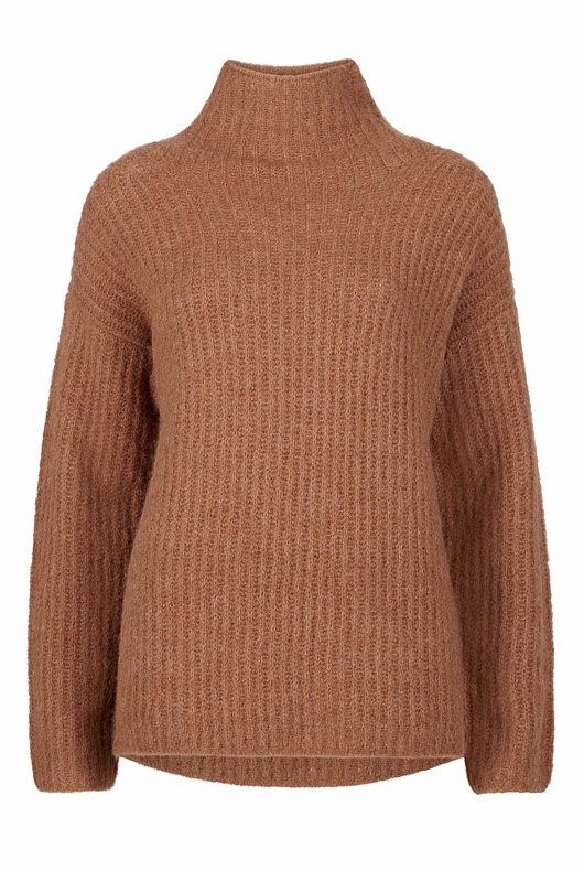 Mock Neck Slouch Knit - Camel