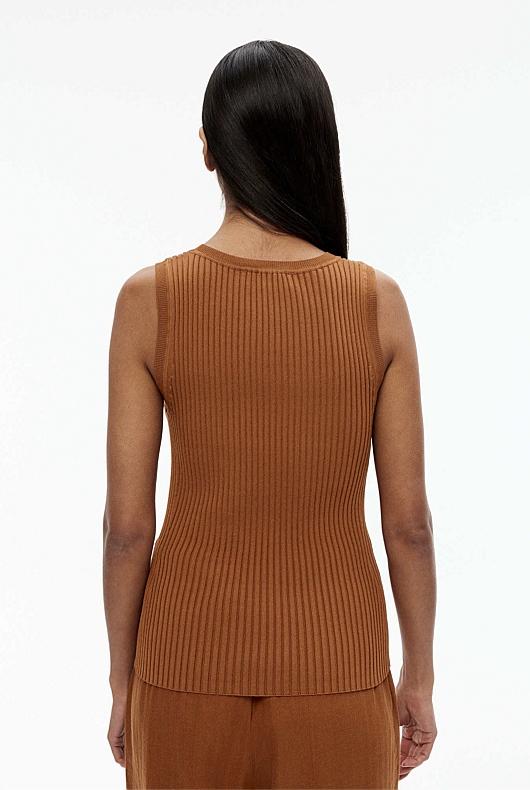 Scoop Neck Knit Tank - Faded Terracotta