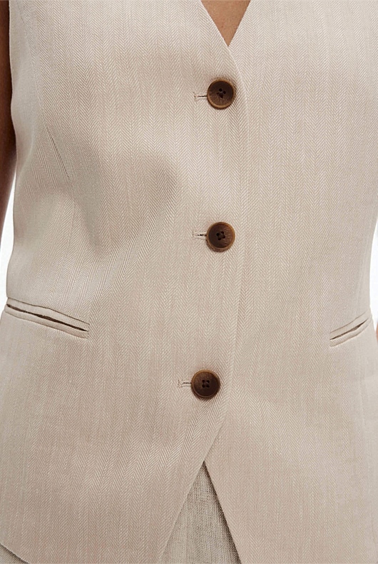 Cotton Linen Waistcoat - Flax