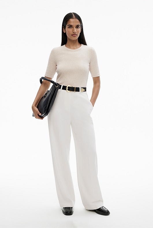 Crew Rib Tee - Oatmeal Marle