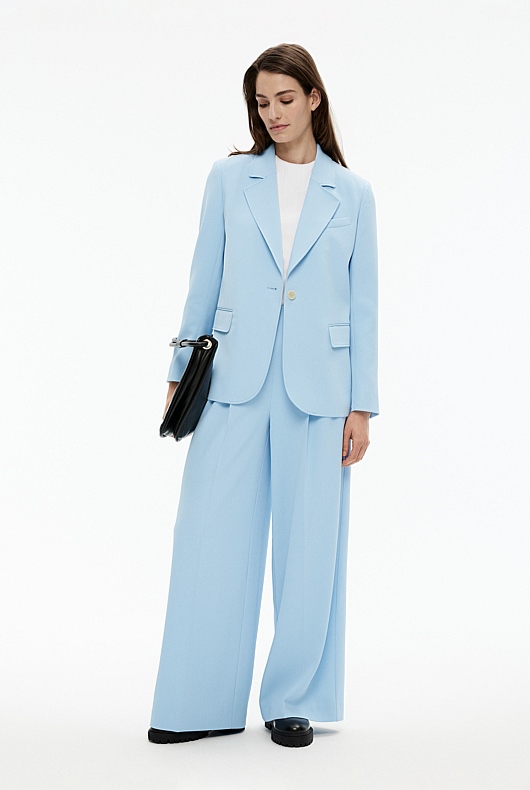 Boxy Single-Breasted Blazer - Soft Blue