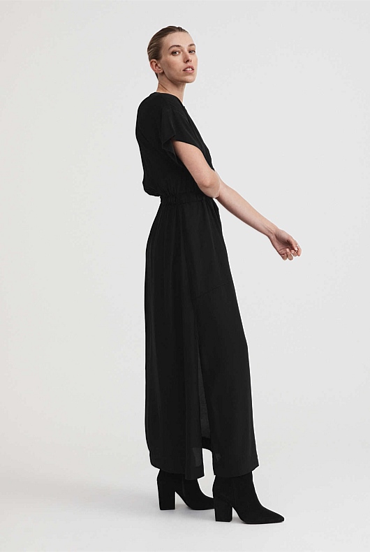 Modern Maxi Shirt Dress - Black