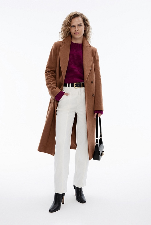 Wool Blend Stitch Detail Knit - Deep Magenta