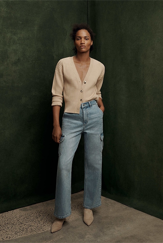 Denim Cargo Jean - Vintage Wash Denim