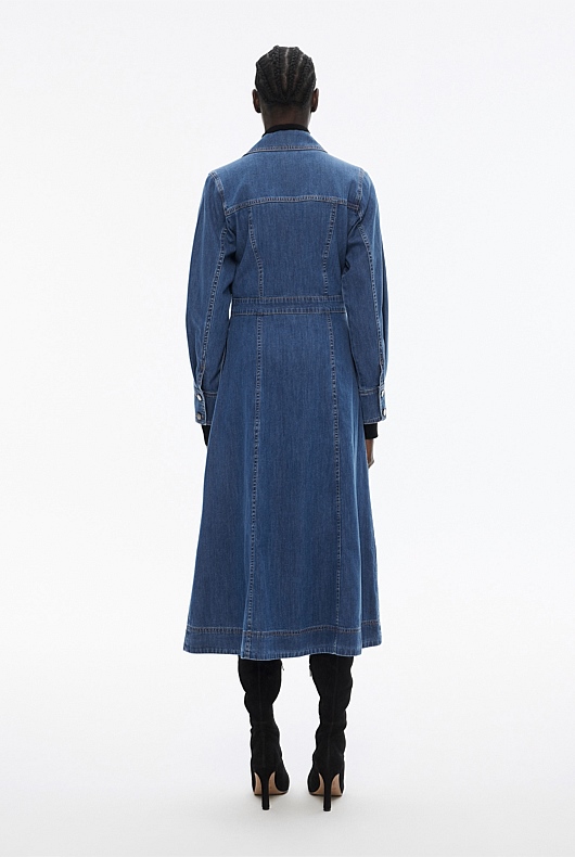 Denim Maxi Dress - Mid Blue Wash