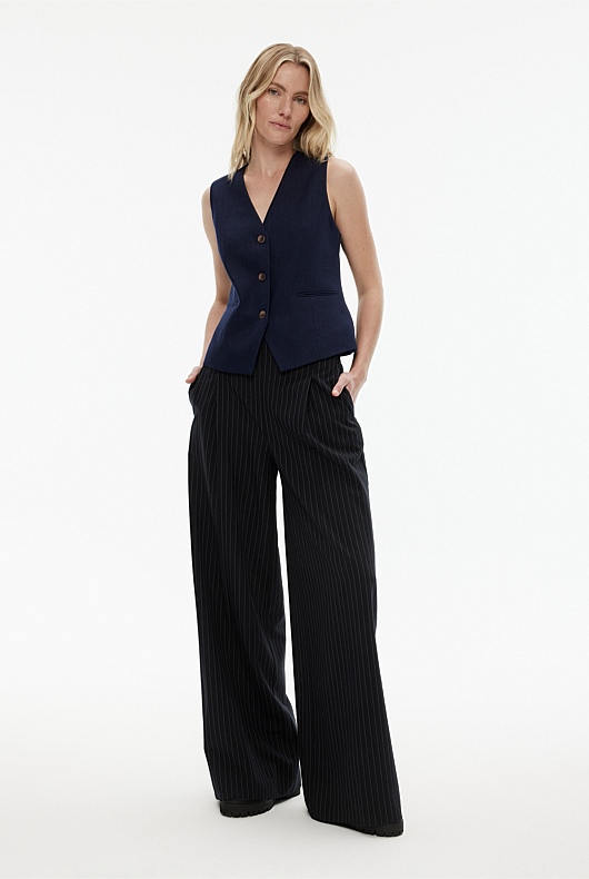 Cotton Linen Waistcoat - Blue Night