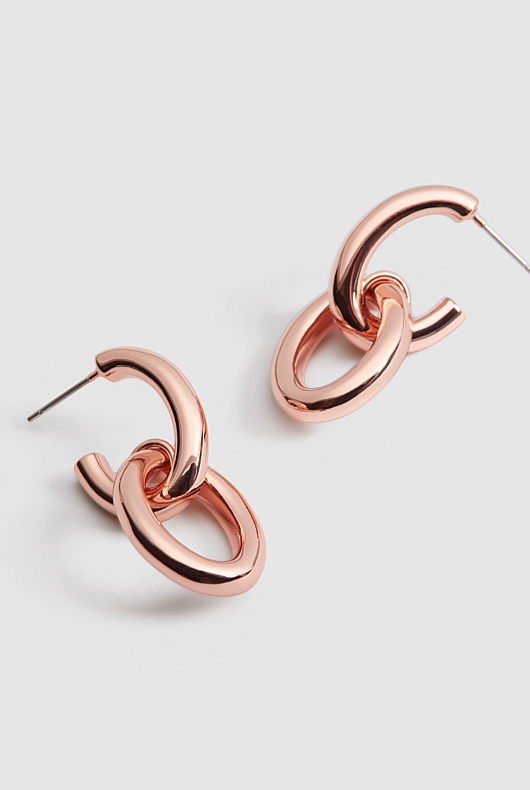 Chain Link Hoops - Rose Gold