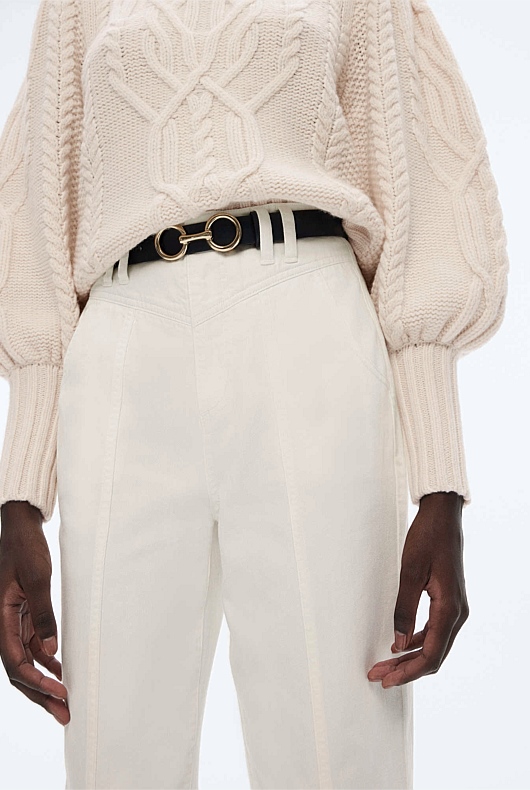 Yoke Front Tapered Jean - Parchment