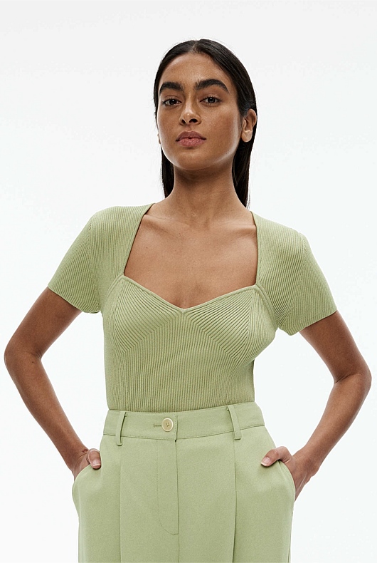 Sweetheart Neck Knit - Pistachio