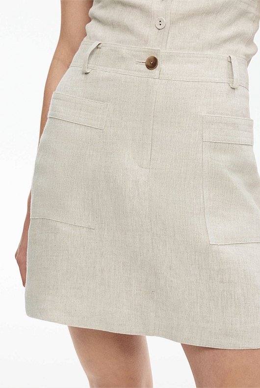 Yarn-Dye Linen Utility Mini Skirt - Flax