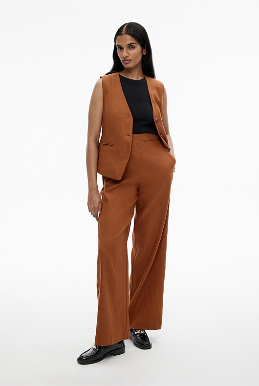 Cotton Linen Pull On Pant - Faded Terracotta