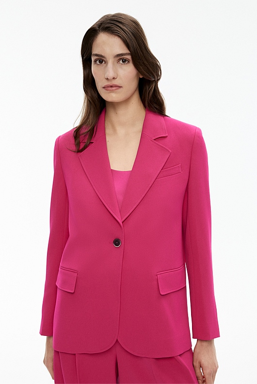 Boxy Single-Breasted Blazer - Dahlia Pink