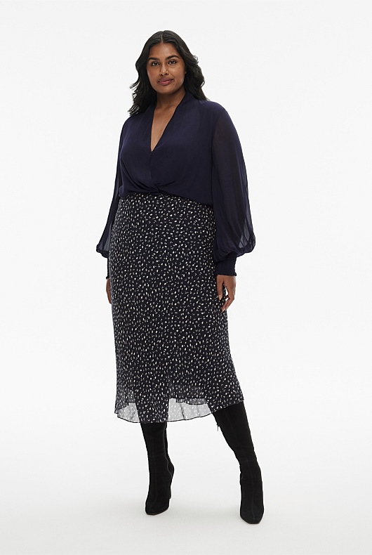 Twist Front Blouse - Blue Night