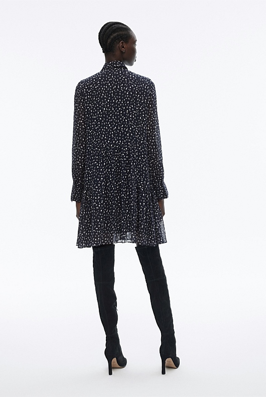 Abstract Animal Shirt Dress - Slate Navy