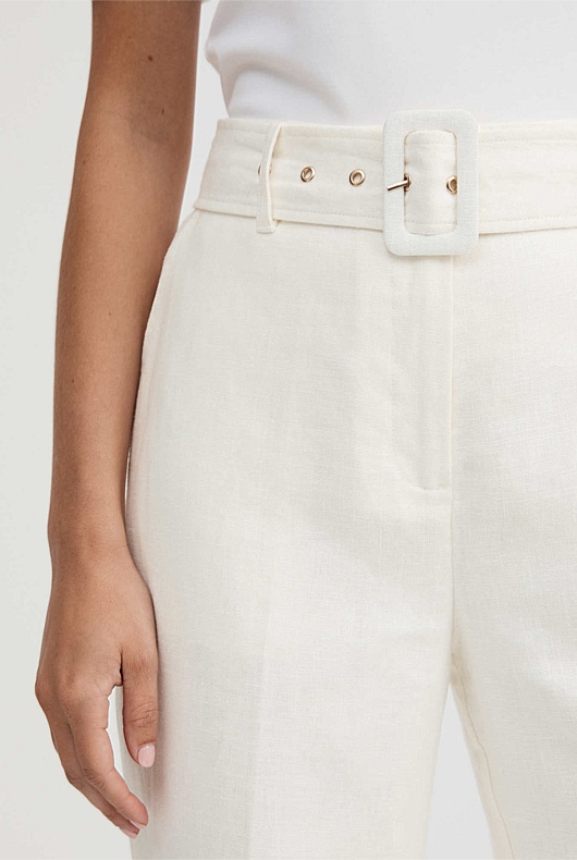 Linen Belted Trouser - Chalk
