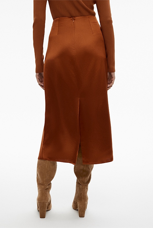 Acetate Drape Skirt - Faded Terracotta