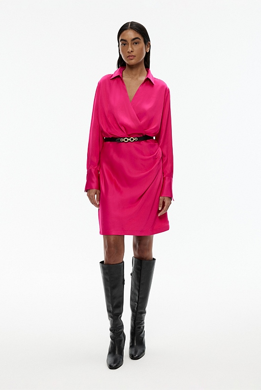 Wrap Mini Dress - Dahlia Pink