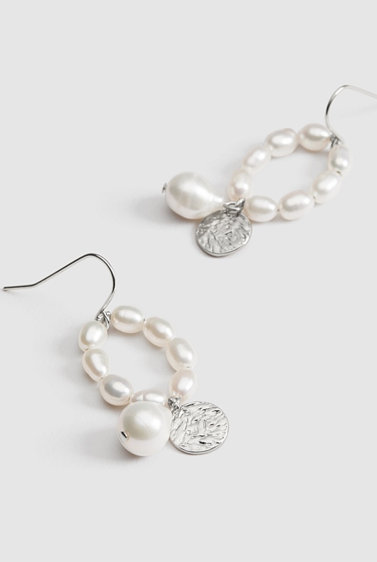 Molten Pearl Earring - Silver