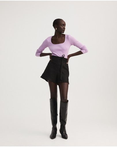 Witchery Cotton Rib Wide Neck Top