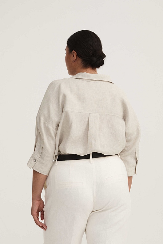 French Linen Pop Over Shirt - Flax